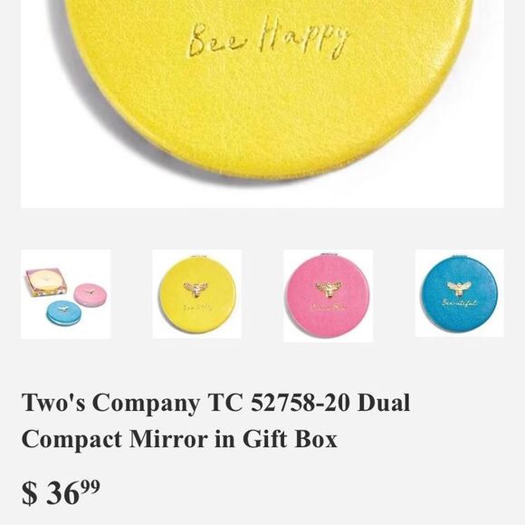 Yellow & Gold Bee Happy Mini Foldable Mirror - Picture 6 of 6